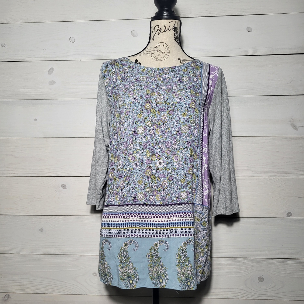 J. Jill Top Ditsy Floral Paisley Cotton Spring Tunic BOHO Cottagecore.